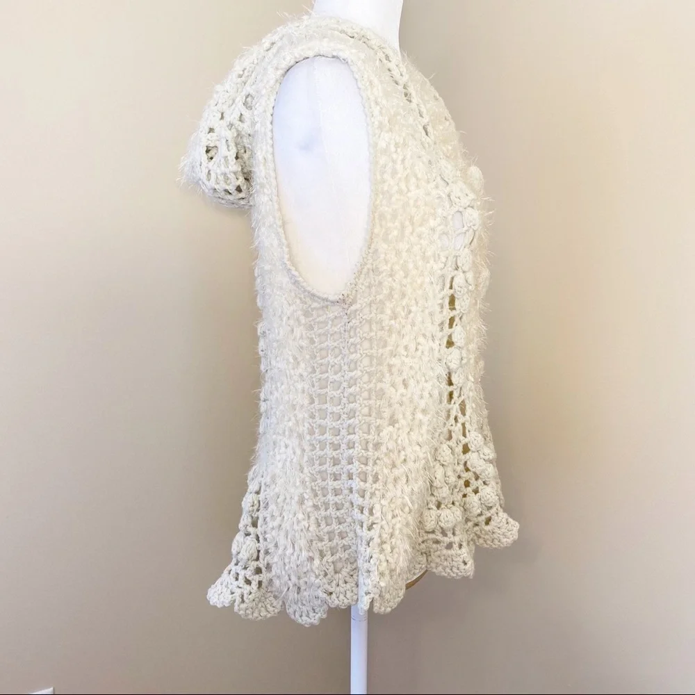 Cecico Crochet Knit Sleeveless Sweater w/Hood -M/L - Picture 2 of 9